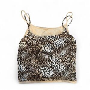 Y2k going out chic cheetah print double-layered tank women's size medium